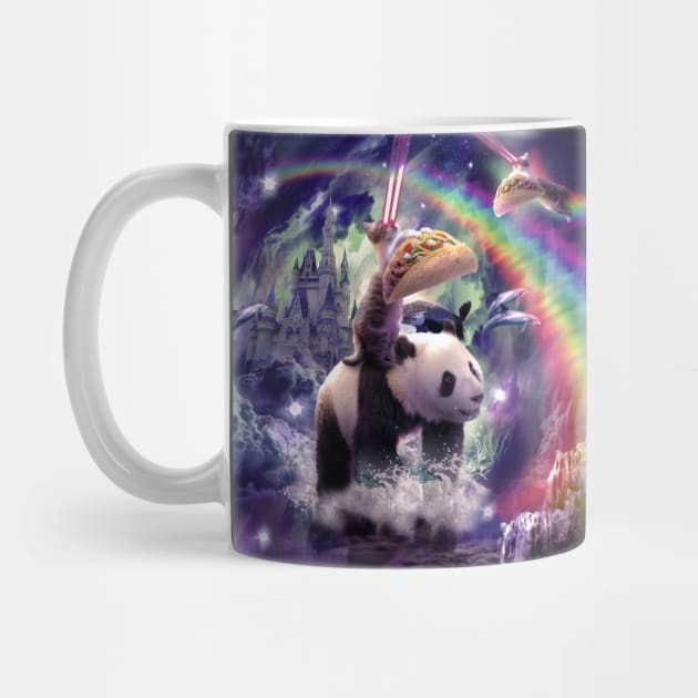 Rainbow Laser Space Cat On Panda Eating Taco by Random Galaxy